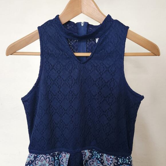 JUSTICE Girls Navy Blue High Neck Romper Dress Size 14 - Picture 4 of 8